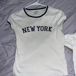 Wild Fable White New York Tee with Black Trim